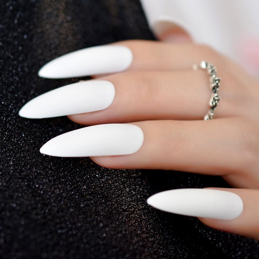 Белые Длинные Ногти Дизайн Фото